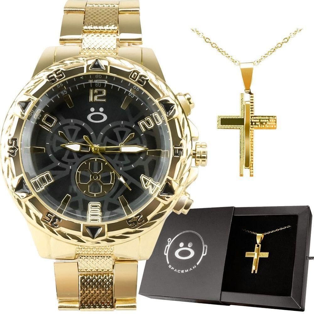 Relogio Masculino Aço Banhado Ouro Grande Casual Social Presente Inoxidavel Qualidade Premium