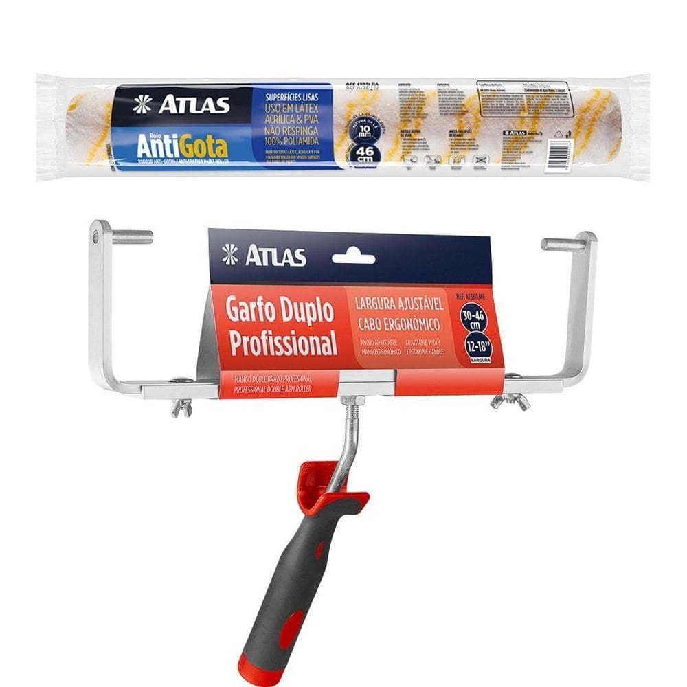 Rolo De Pintura 46Cm Com Garfo Duplo Atlas Profissional