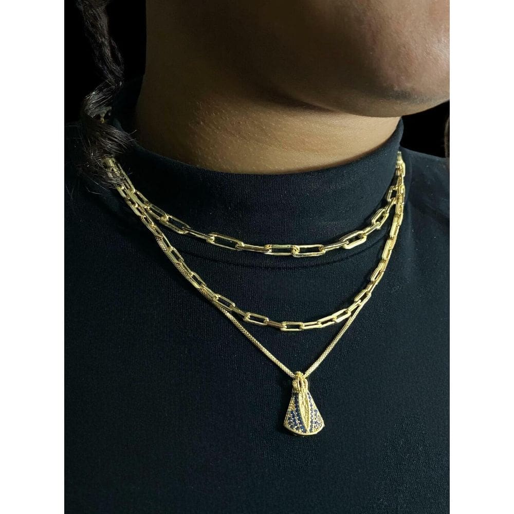 Kit Banhado: Cadeado Alongado + Cordão Santa Feminino