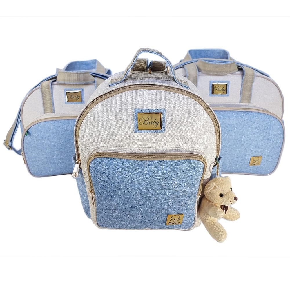 Kit Bolsas Bebe Maternidade Jeans Personalizada Enxoval