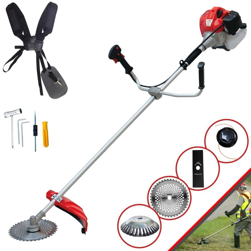 Roçadeira À Gasolina CG430P-TB Anmax 2HP 43cc 9.000rpm Com 4 Opções de Corte Lâmina 2 Pontas, Lâmina 40 Dentes, Carretel Nylon e Escova de Aço