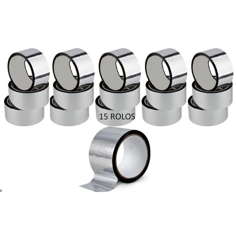 Kit 15 Quinze Rolos Fitas Adesivas Aluminizada Metalizada