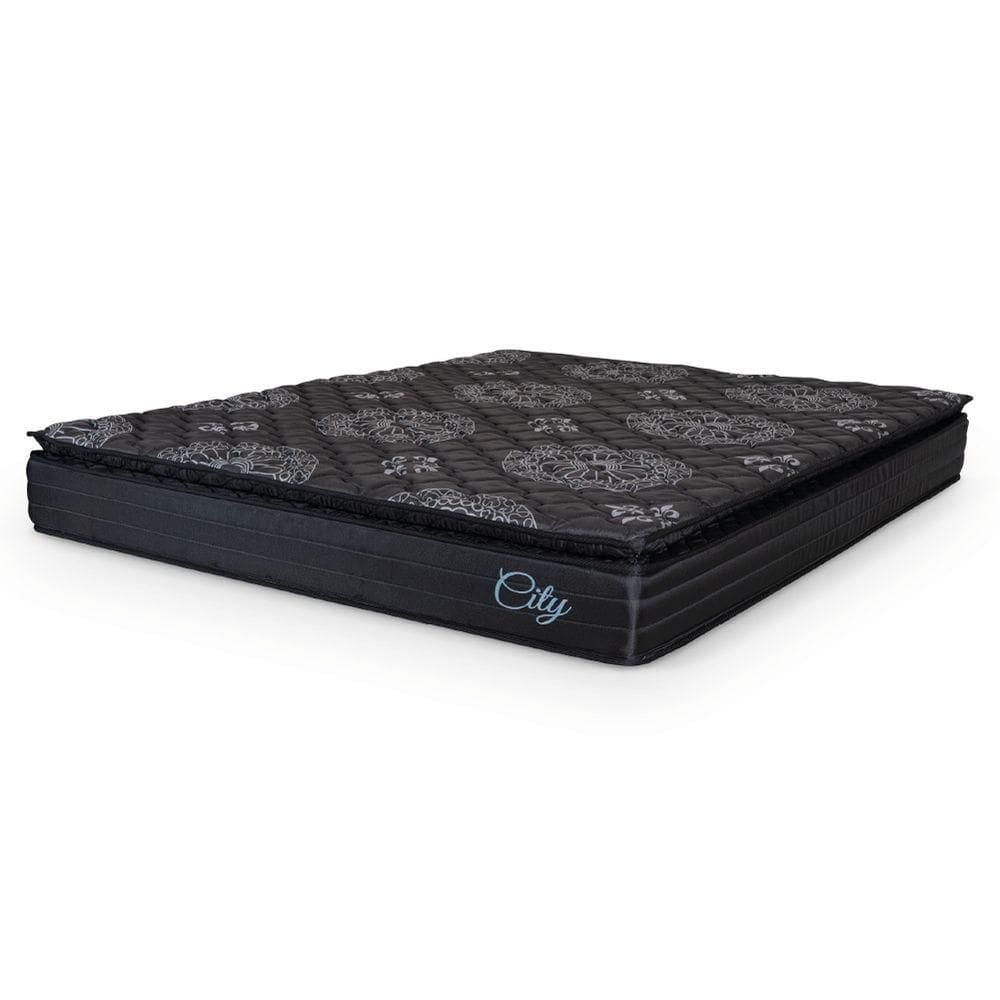 Colchão Casal King Molas Ensacadas City Pillow Top 193x203x23cm Hellen Black