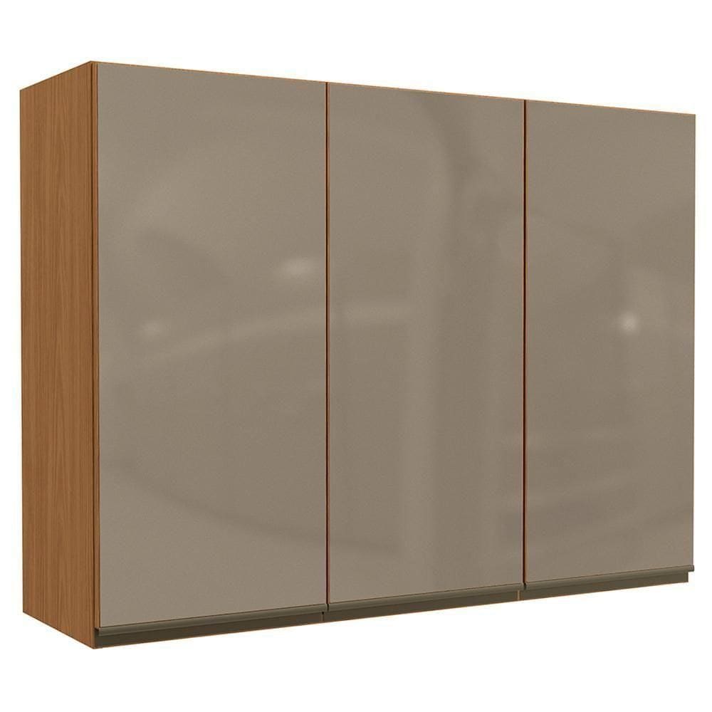 Armario Aereo 3p Vidro 120 Cm Mdp Maxxi G767 Canela Kappesberg Canela