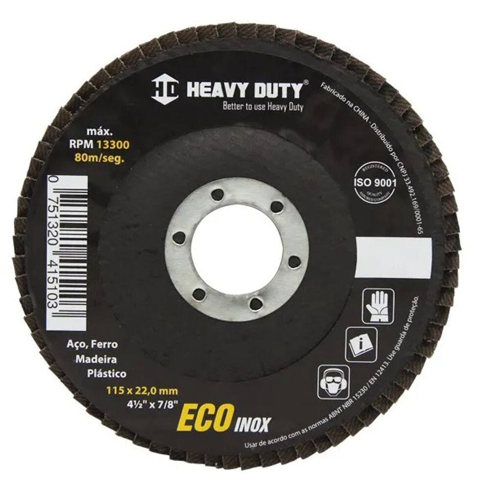 DISCO FLAP ECOINOX FIBRA CONICO 4.1/2 GRANA 120 - 40 Unidades