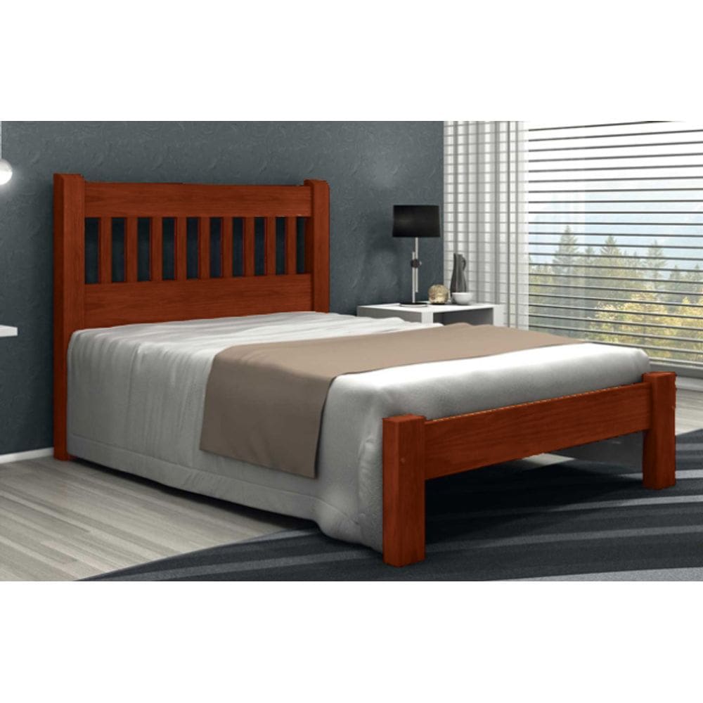 Cama de Casal Pérola de Madeira Maciça Tauari