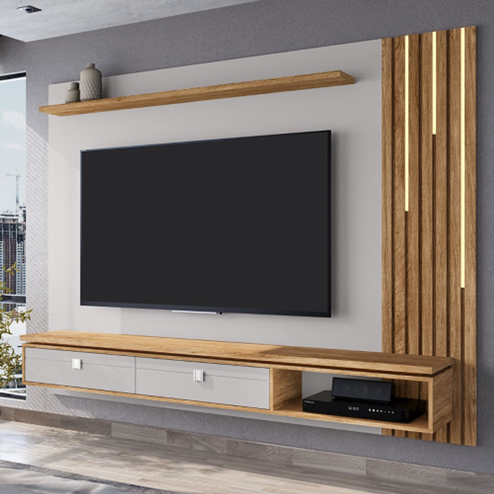 Painel Hanôver Off White/Cinamomo - Bechara Móveis