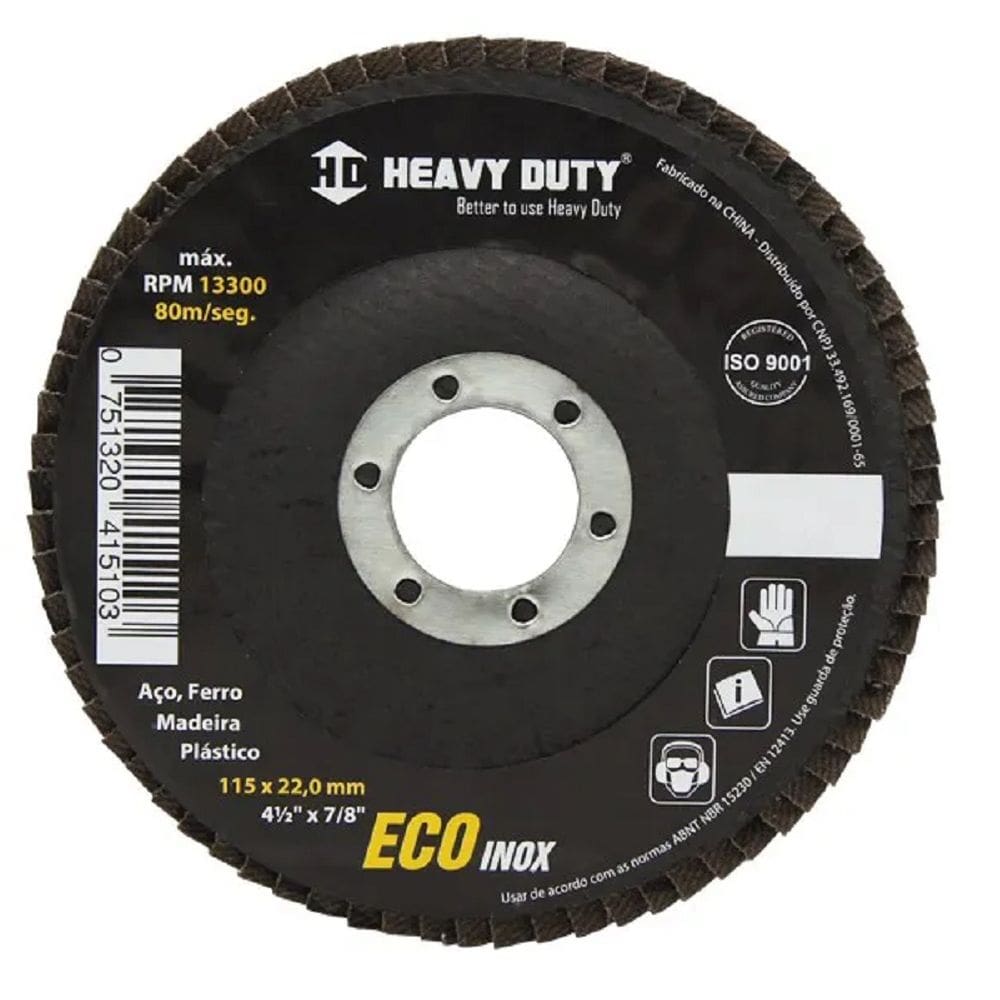 DISCO FLAP ECOINOX FIBRA CONICO 4.1/2 GRANA 80 - 50 Unidades