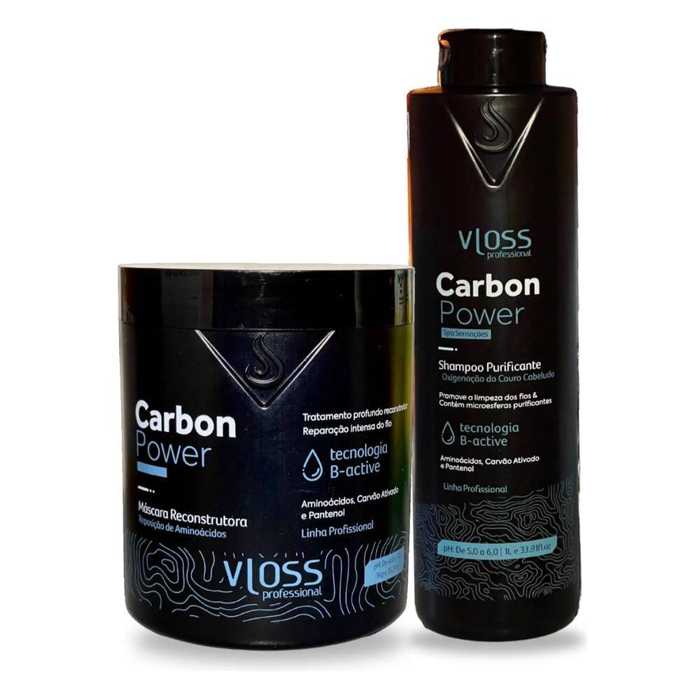Kit Vloss Carbon Power Shampoo+Máscara 2x1L