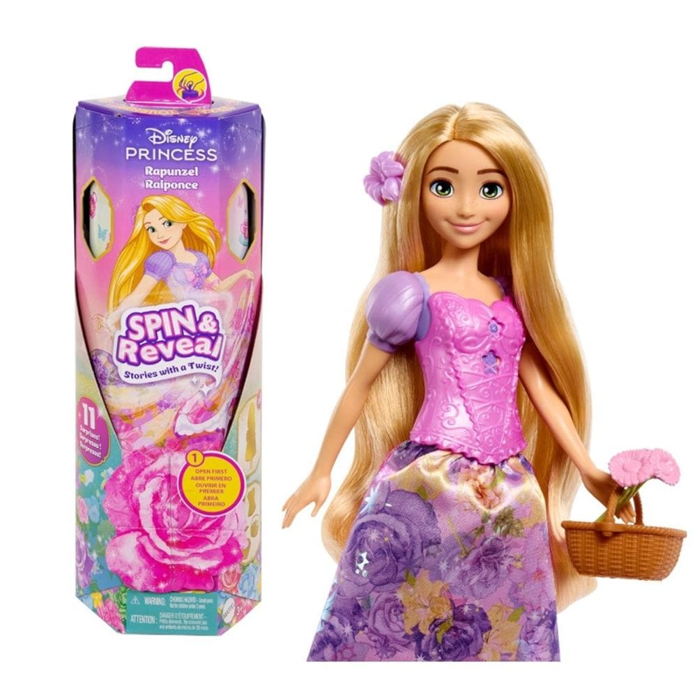 Disney Princess Boneca Gira e Revela Rapunzel - Mattel