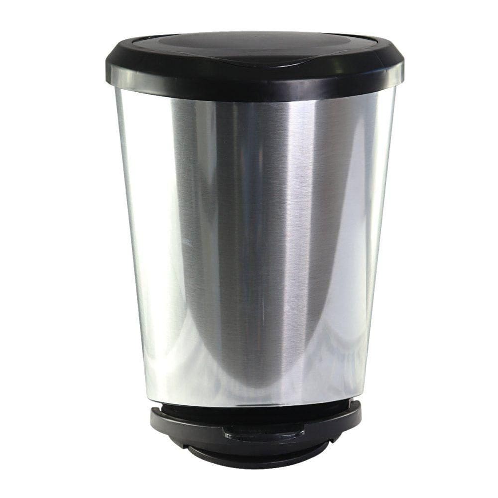 Lixeira Com Pedal Prata 20 Litros Mecanismo Fechamento Suave