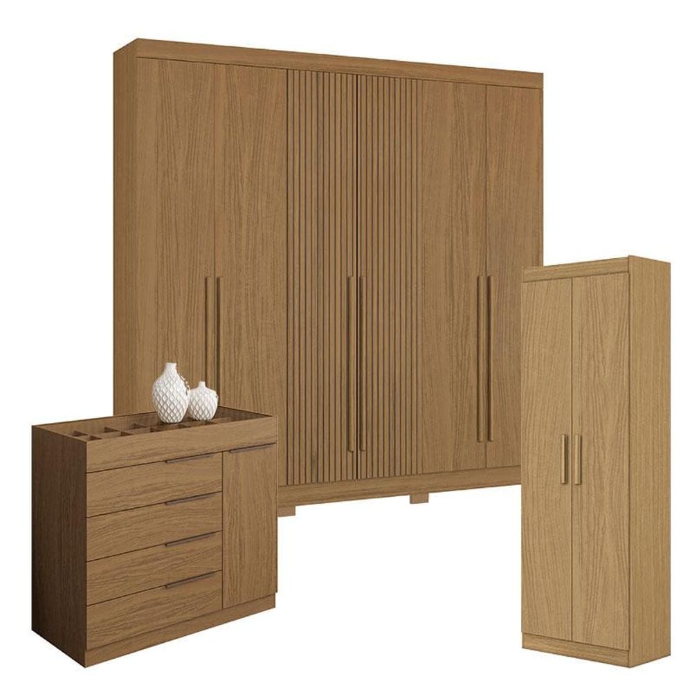Guarda Roupa Casal 2030230 com Multiuso 2000191 e Cômoda Sevilha Atacama - Aramóveis