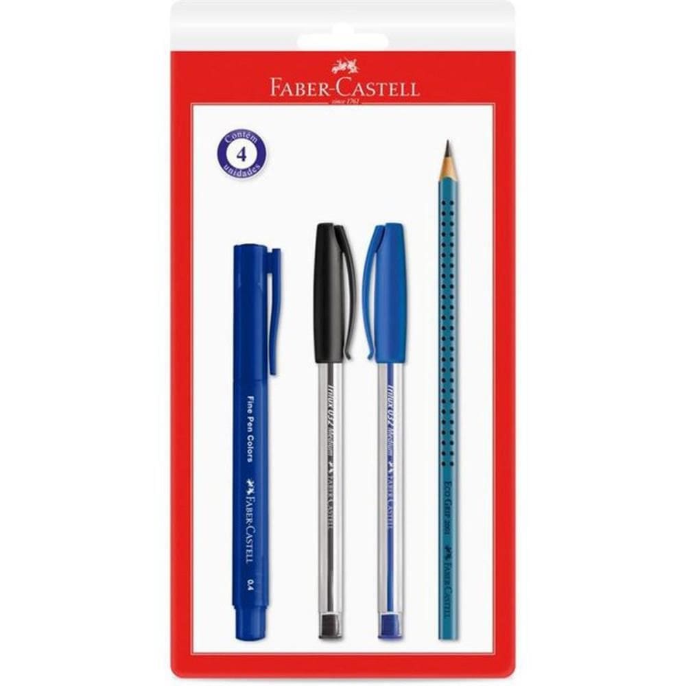 Kit Escolar Office Azul 4pçs - Faber-castell