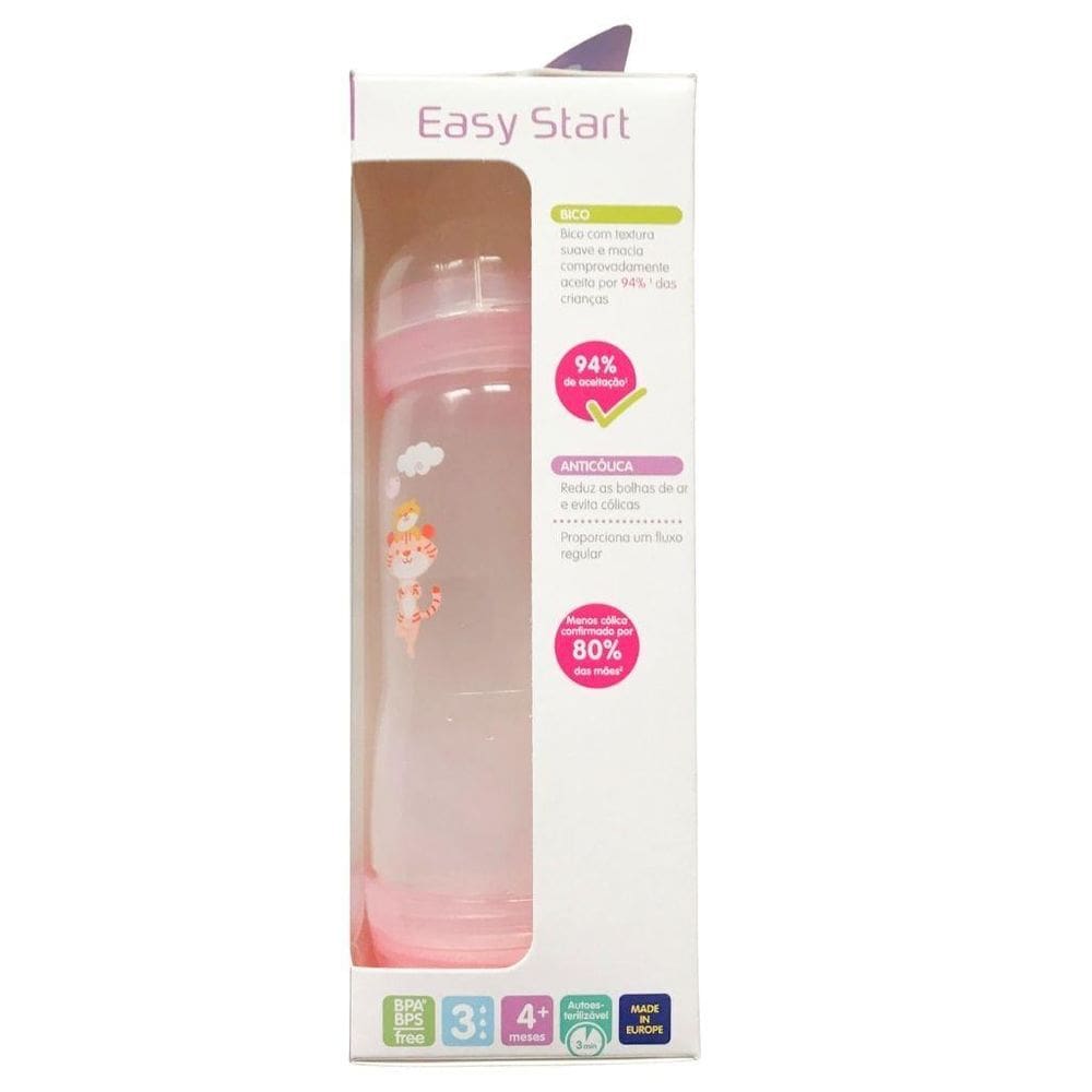 Mamadeira Easy Start 320Ml Gato Rosa 4+ Meses - Mam