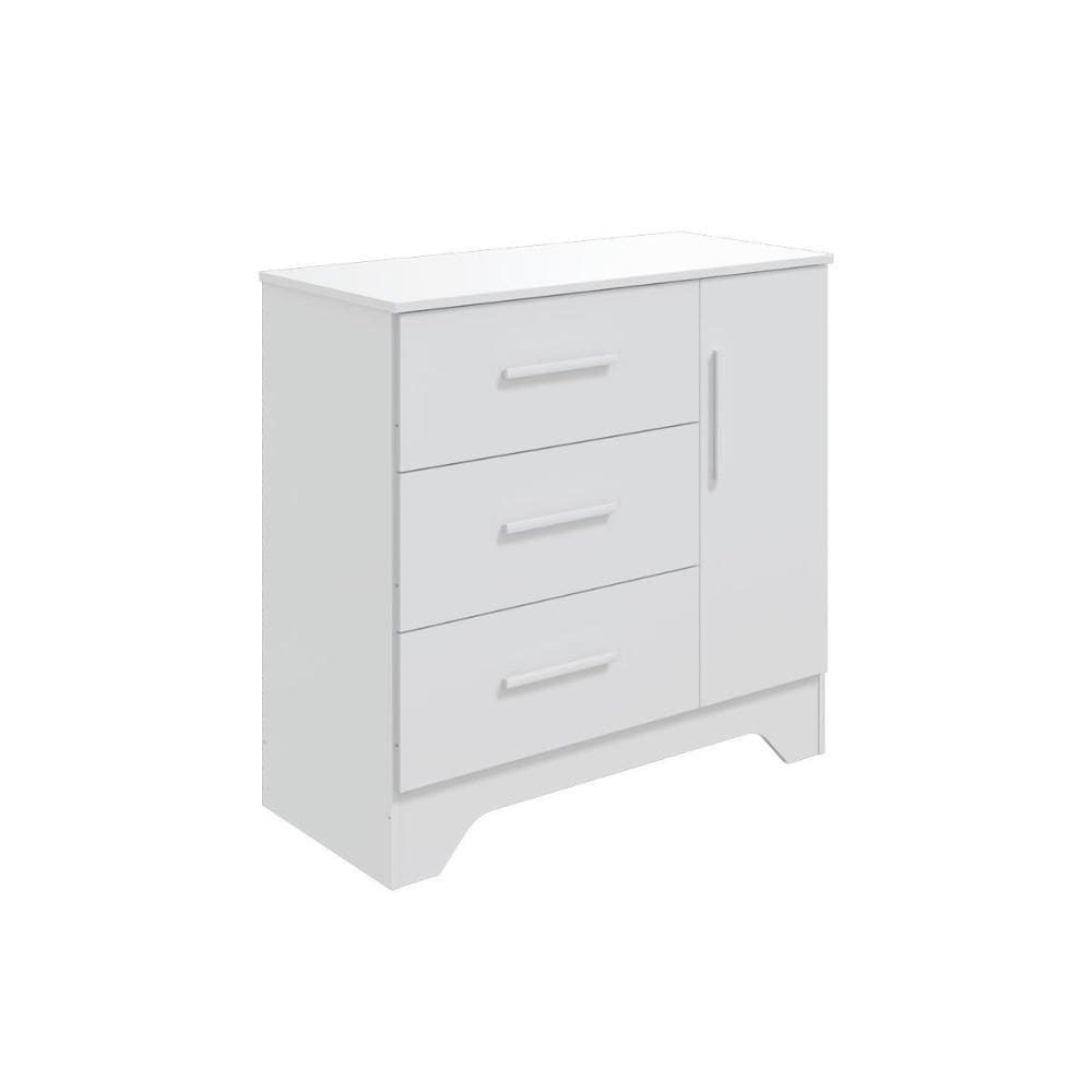 Cômoda Infantil Popy Retrô c/ 1 Porta Lisa 3 Gavetas Branco - Peroba