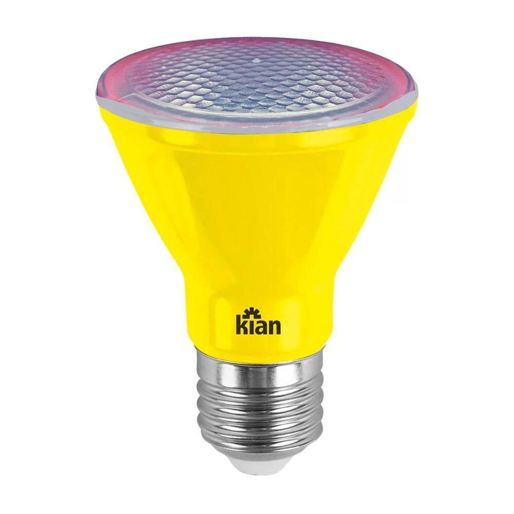 Kit 6 Lampada Led Decor Par20 6W Amarelo Bivolt E27 Kian