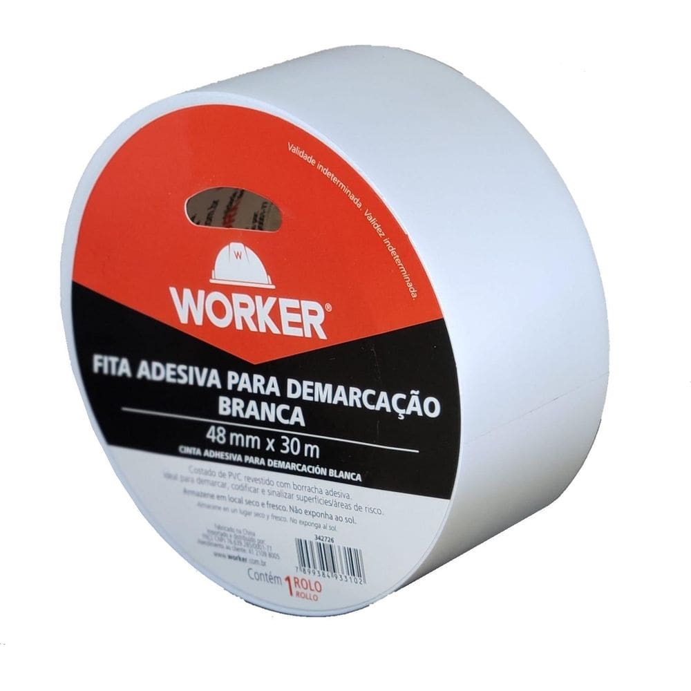 Fita Demarcacao De Solo Adesiva Branca 48Mmx30M Worker
