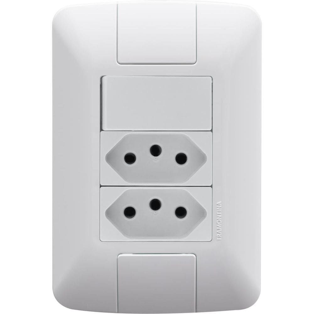 Conjunto 2 Tomada 2P+T 10A 1 Interruptor Simples Tramontina