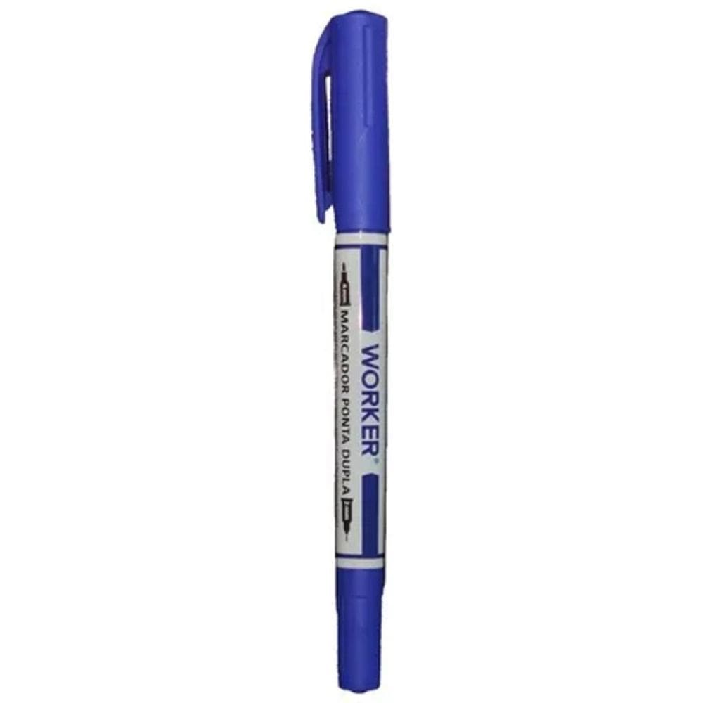 Marcador Ponta Dupla Cd Dvd Retroprojetor Azul Worker
