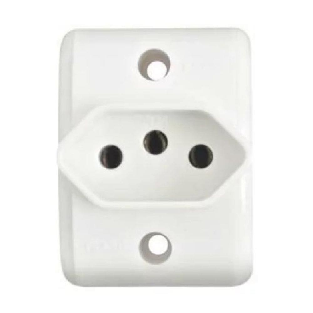 Tomada Sobrepor Retangular Simples 2P+T 20A Branco Pezzi
