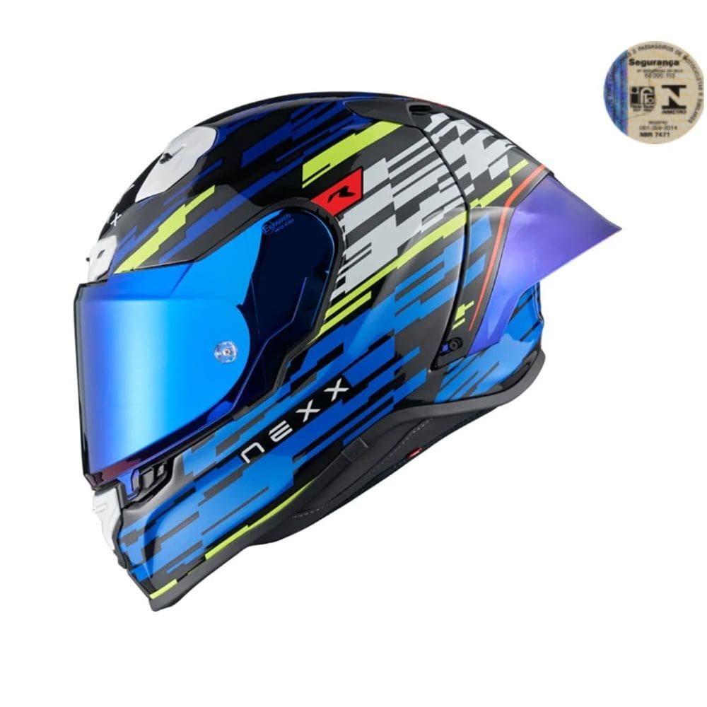 Capacete NEXX X.R3r Glitch Racer Azul Neon 58