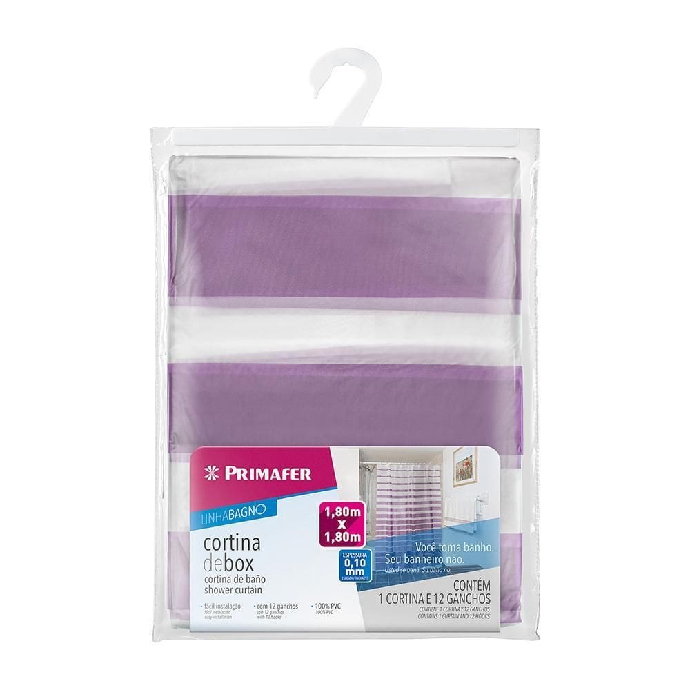 Cortina Box De Banheiro 180X180X0,10 Primafer 2721-1 Roxo