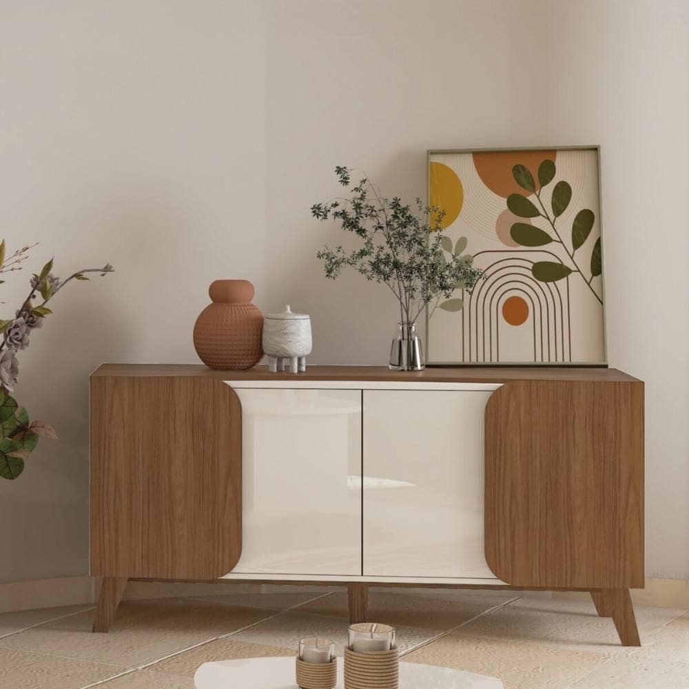 Aparador Buffet 160cm 4 Portas com Pés Retrô Multimóveis CR50126