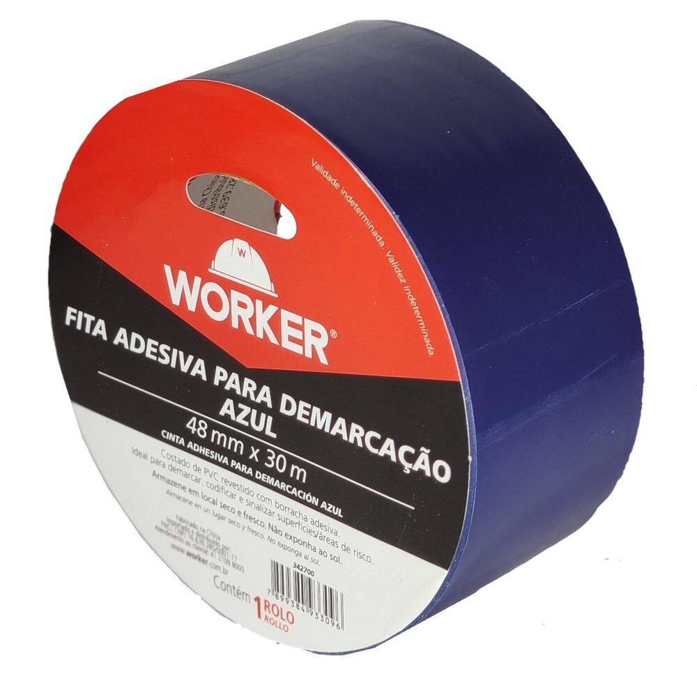 Fita Demarcacao De Solo Adesiva Azul 48Mmx30M Worker