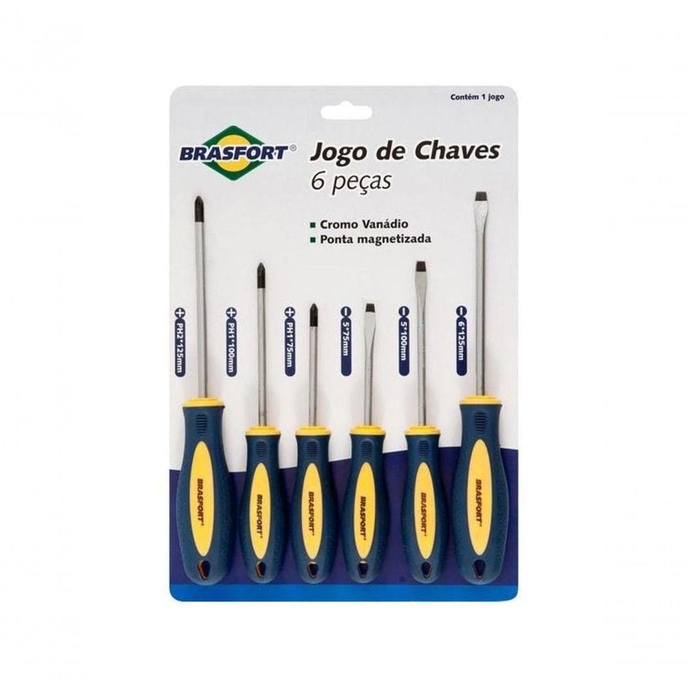 Jogo De Chaves De Fenda-philips Com 6 Peças Brasfort