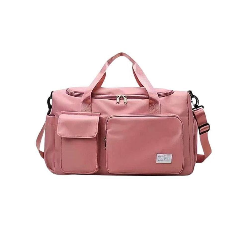 Bolsa De Academia Rosa Forrada Divisões E Bolsos Externos
