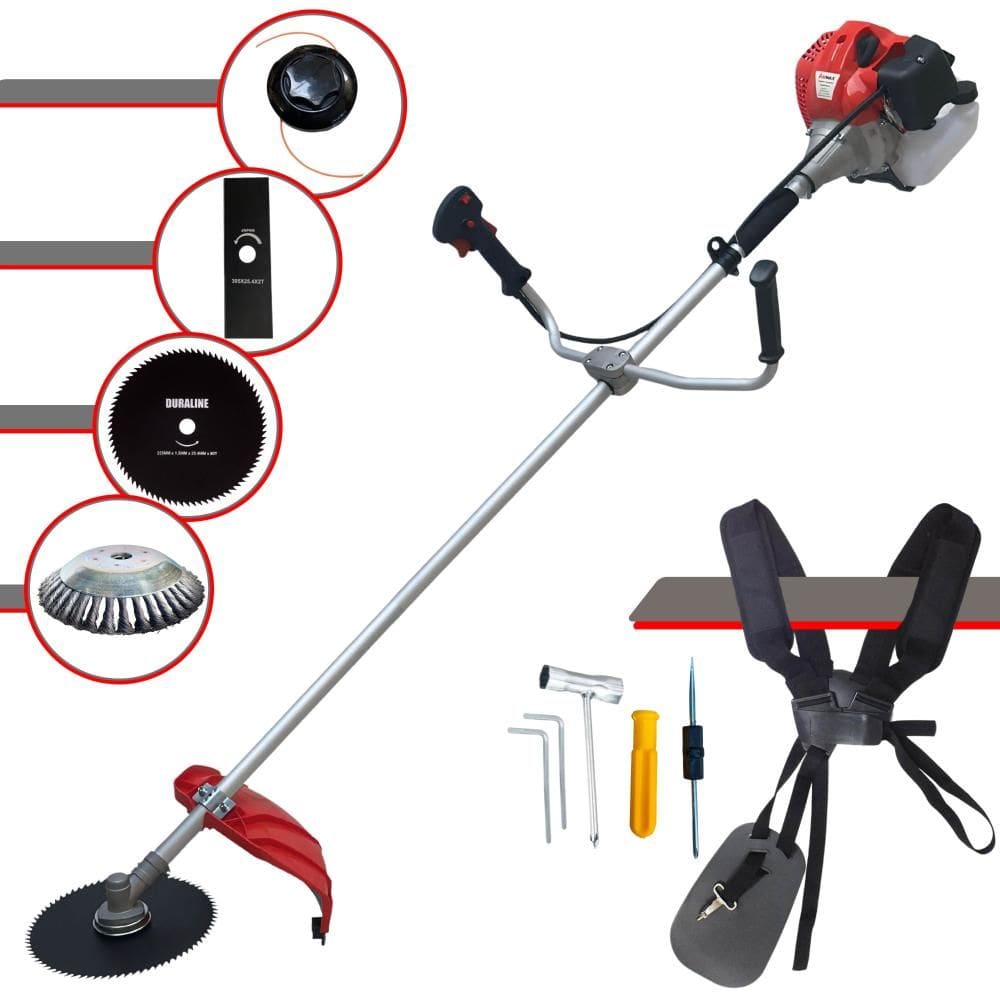 Roçadeira CG430P Anmax À Gasolina 43cc 2HP 9.000rpm 5 Em 1 Com Carretel + Faca 2 Pontas + Faca 3 Pontas + Faca 80 Dentes + Escova de Aço Circular