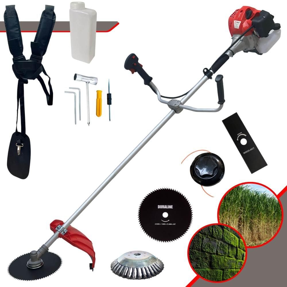 Roçadeira À Gasolina Anmax CG430P 43cc 2HP Completa Com Carretel de Nylon + Faca 2 Pontas + Faca 3 Pontas + Faca 80 Dentes + Escova de Aço Giratória