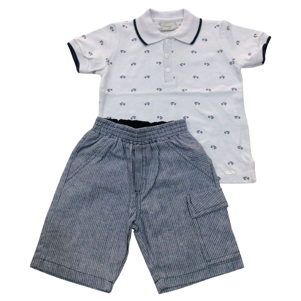 Conjunto polo infantil masc Noruega Branco com jeans