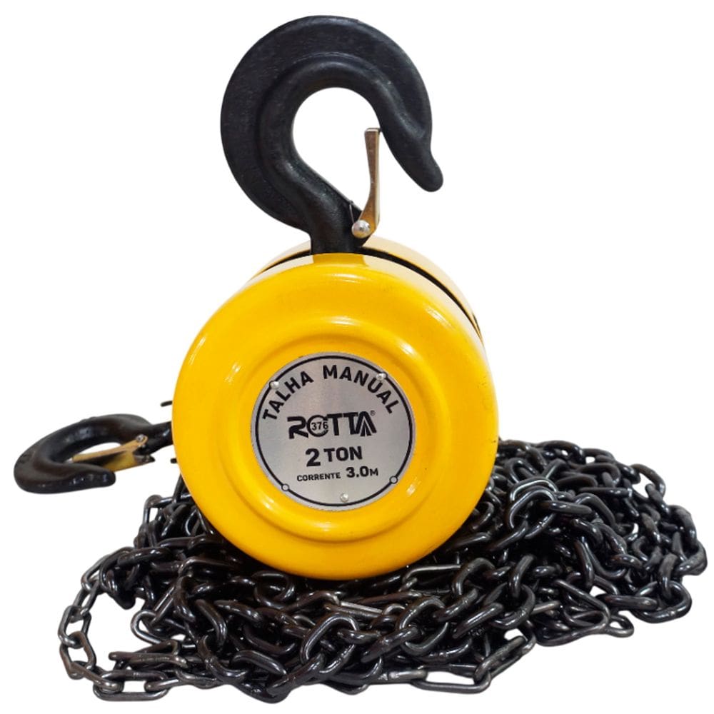 Talha Manual 2 Toneladas 2000 kg com Corrente 3 Metros Elevação Rotta 376 10616