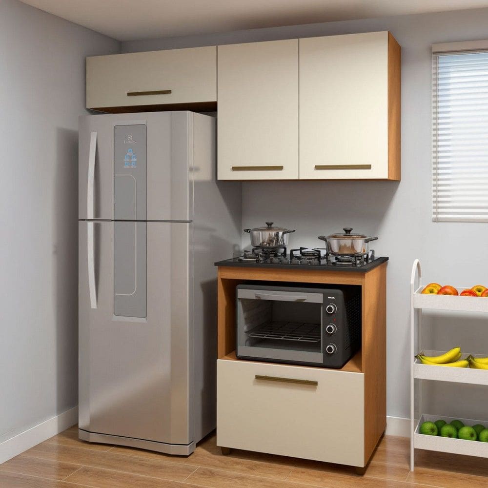 Cozinha Compacta 4 Portas Branco - Kaiki Móveis