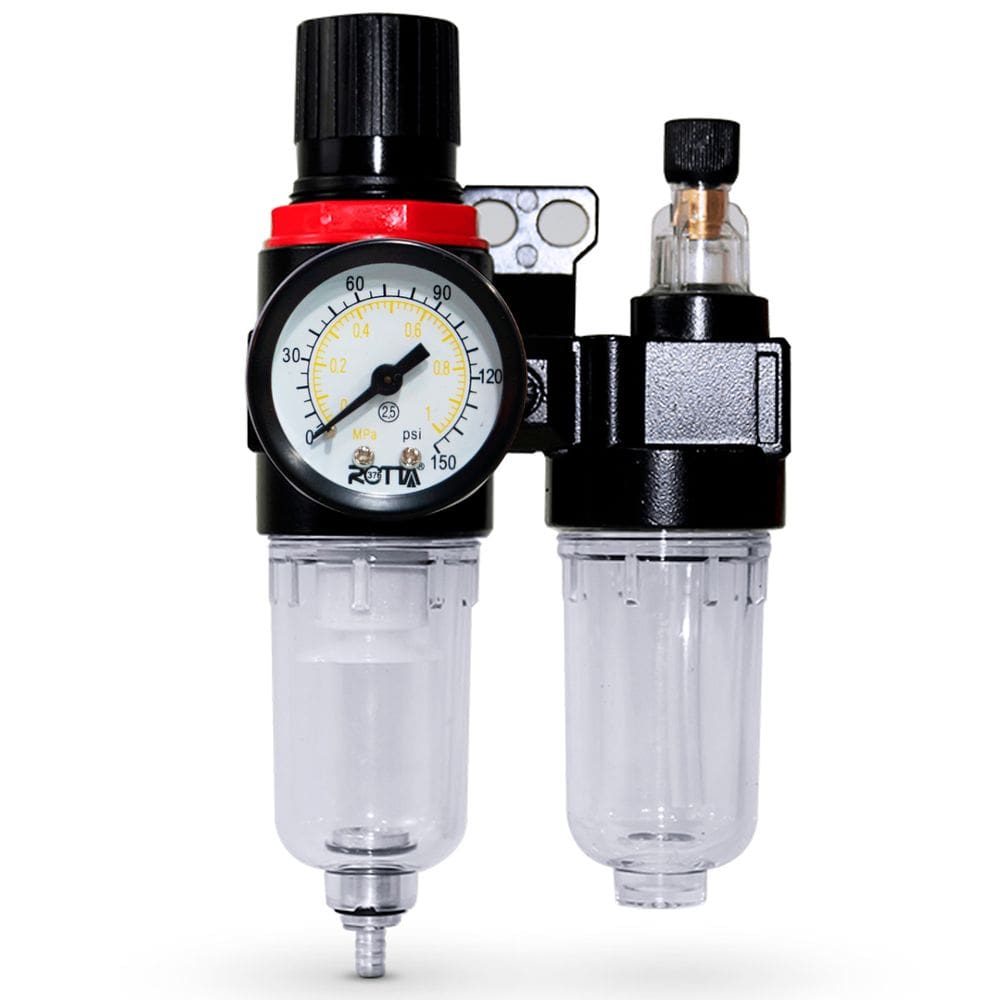 Filtro de Ar Eliminador Água e Lubrificador Regulador de Pressão Manômetro 1/4 Rotta 376 Afc-2000