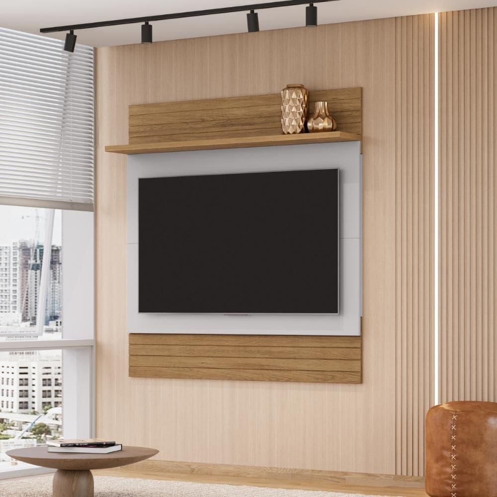 Conjunto Painel e Rack Açucena Cinamomo Off White
