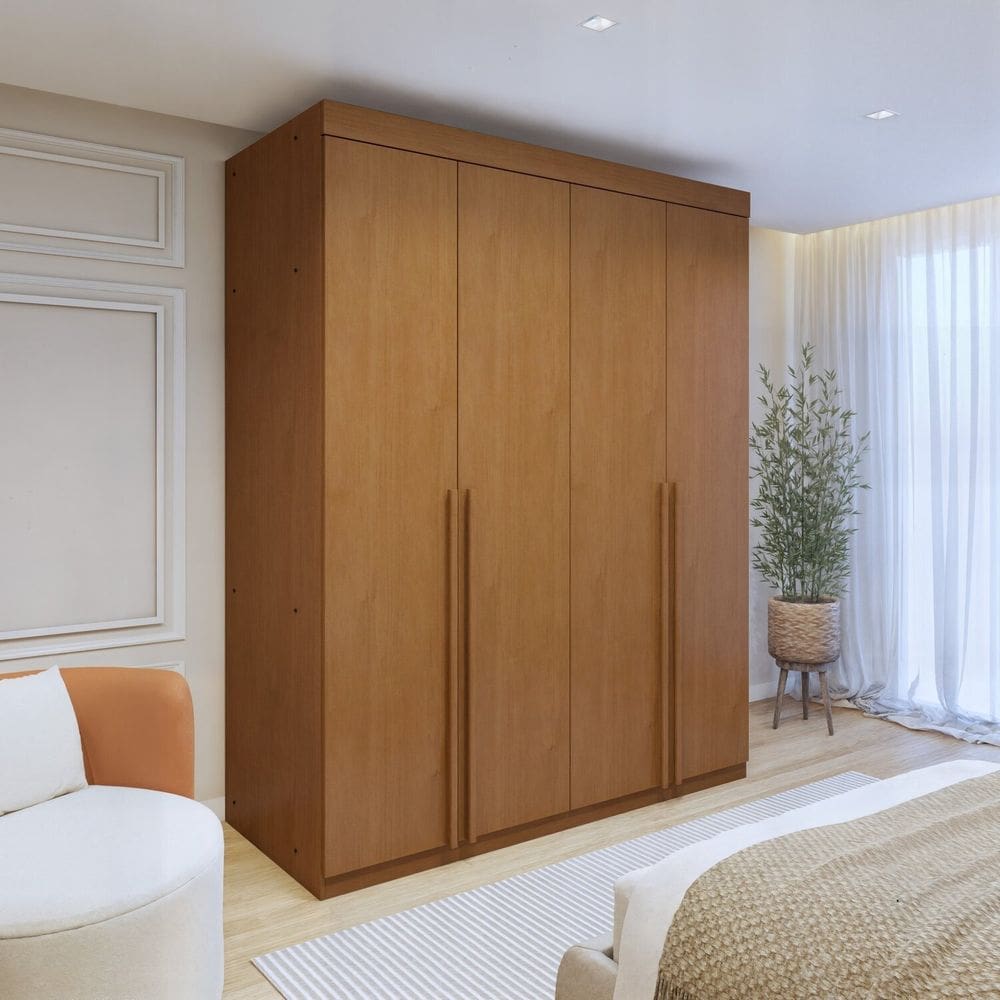 Guarda-roupa 4 Portas 100% Mdf Versátil Cedro