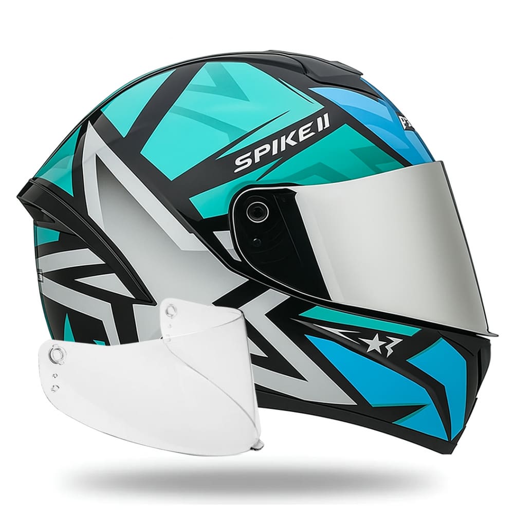 Capacete Spike 2 Verde Com Narigueira + Viseira Metalizada