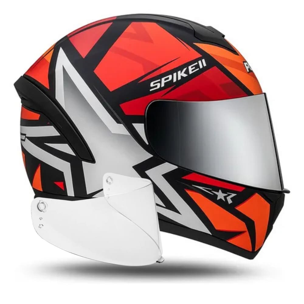 Capacete Peels Spike 2 Vermelho E Viseira Cromada Extra