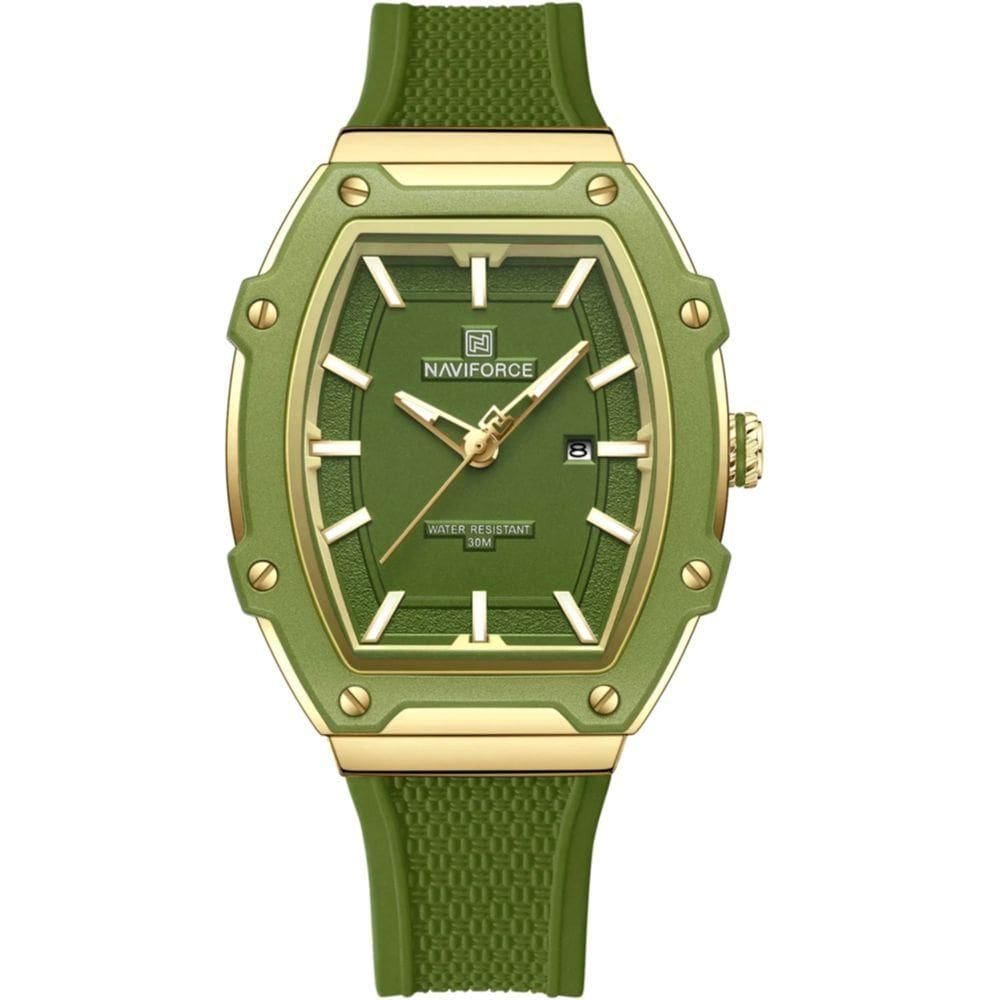 Relógio Feminino De Quartzo De Silicone Casual Tonneau Pulseira De Silicone Impermeavel Verde