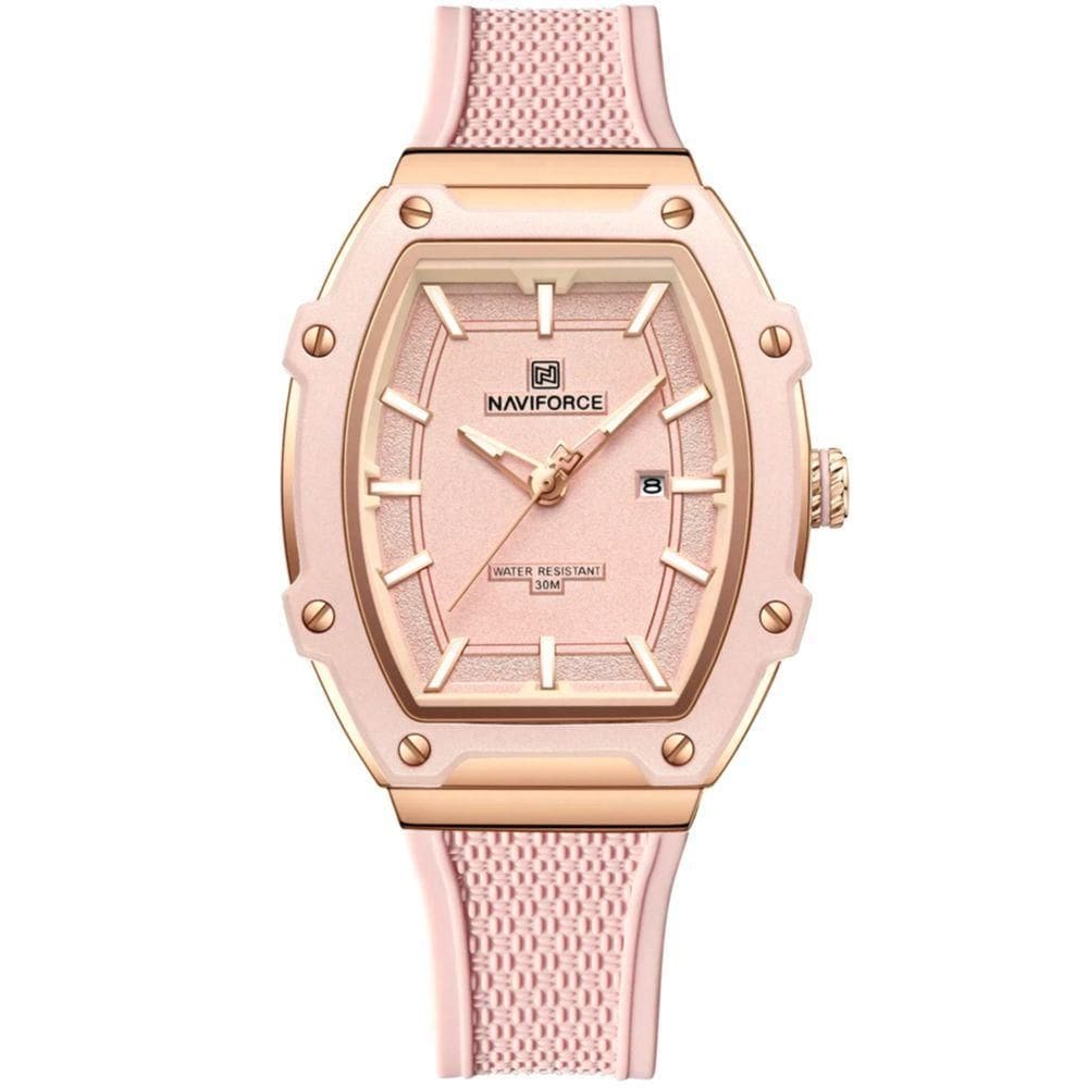 Relógio Feminino De Quartzo De Silicone Casual Tonneau Pulseira De Silicone Impermeavel Rosa