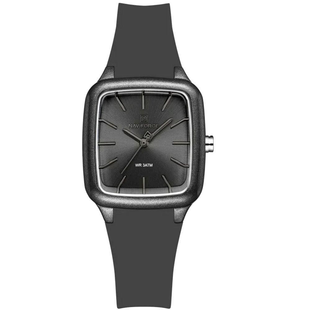 Relogio Feminino Design Quadrado Casual Simples Impermeavel Pulseira Silicone Cinza