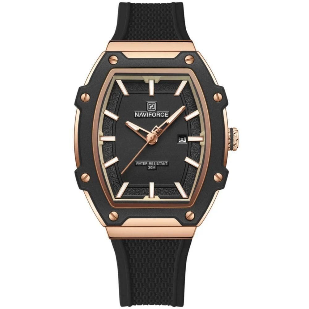 Relógio Feminino De Quartzo De Silicone Casual Tonneau Pulseira De Silicone Impermeavel Preto