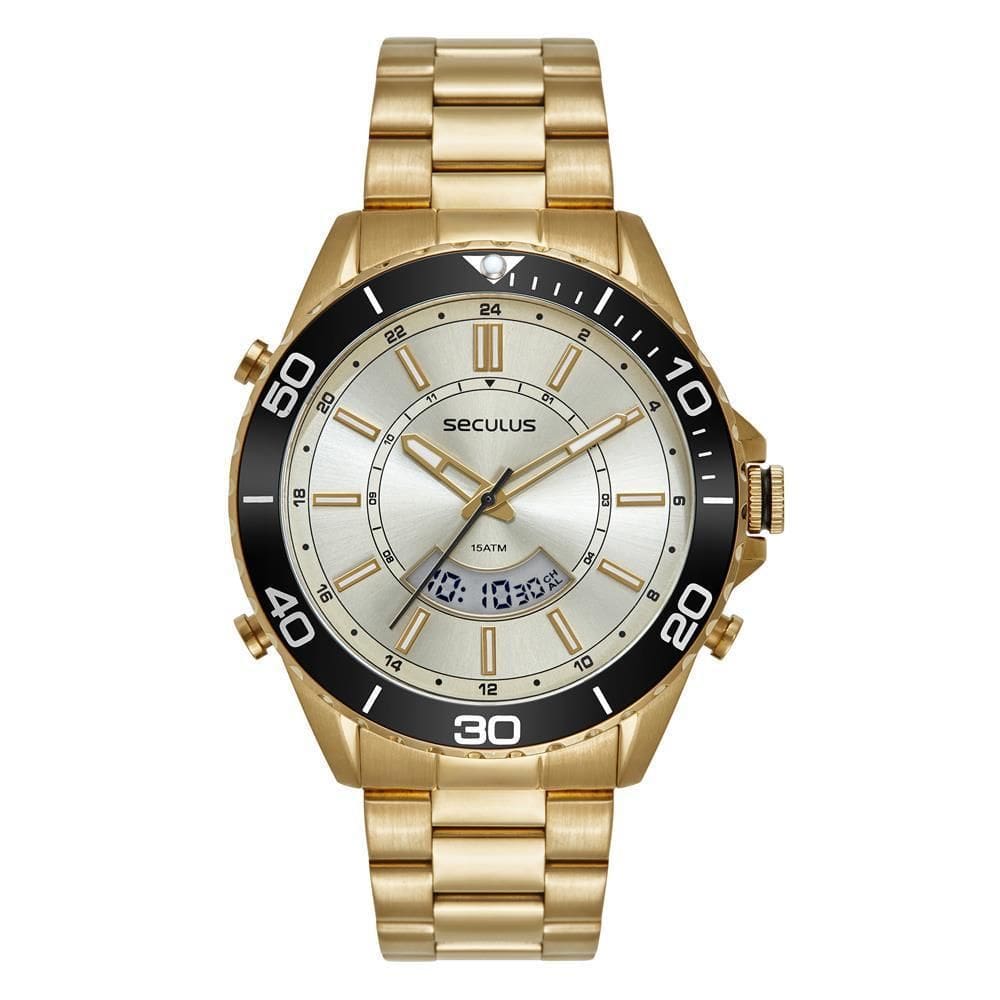 Relógio Seculus Masculino Ref: 44270Gpsvda2 Anadigi Dourado