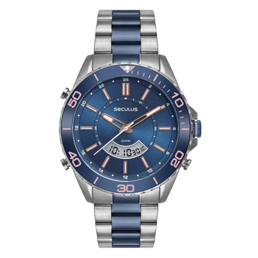 Relógio Seculus Masculino Ref: 44270Gpsvoa3 Anadigi Bicolor