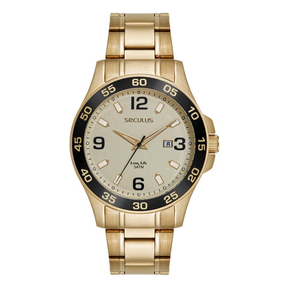 Relógio Seculus Masculino Ref: 23740gpsvda2 Esportivo Dourado