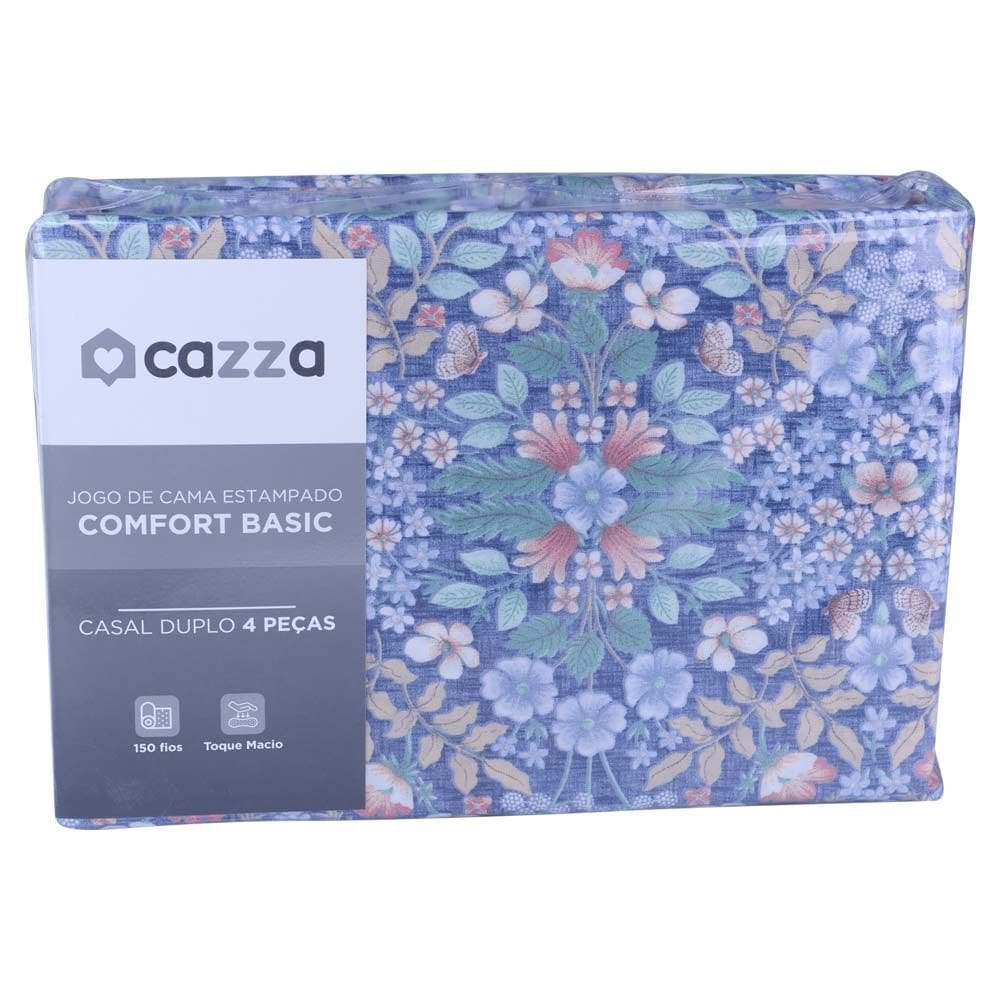 Jogo de Cama Casal Cazza Microfibra Floral Duplo 4 Peças - Item Variado