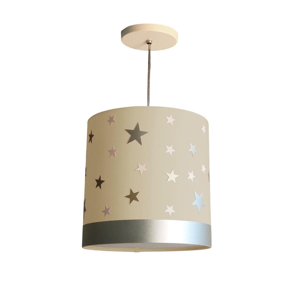 Luminária Pendente Infantil Estrelas 25x25 1E27 Crú