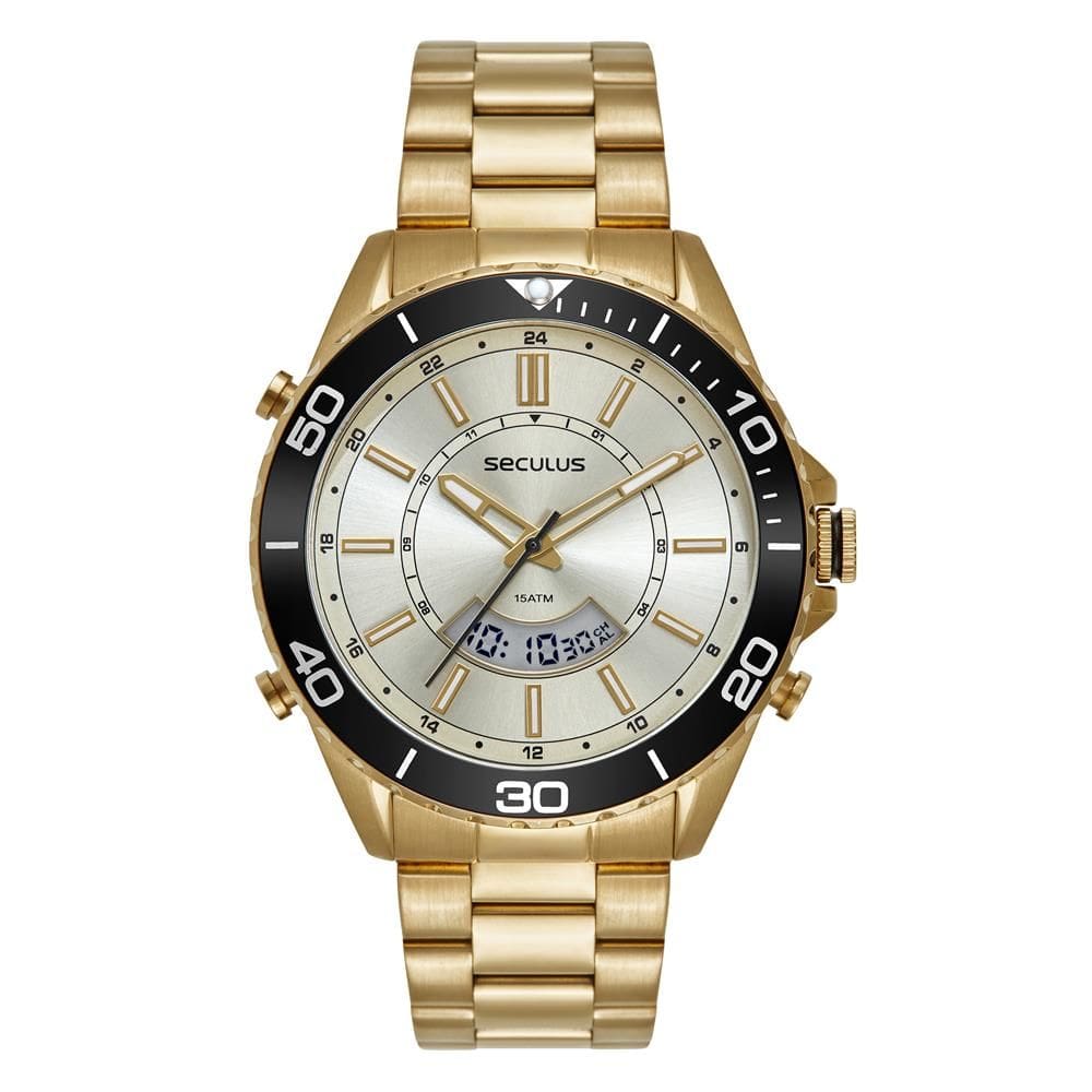 Relógio Seculus Masculino Ref: 44270gpsvda2 Anadigi Dourado